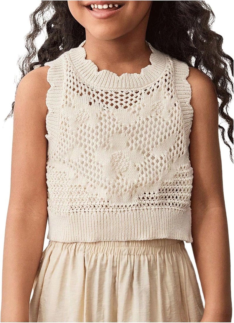 MakeMeChic Girl's Summer Crochet Tops Sweater Vest Sleeveless Cute Crop Tops Knitwear - Image 1